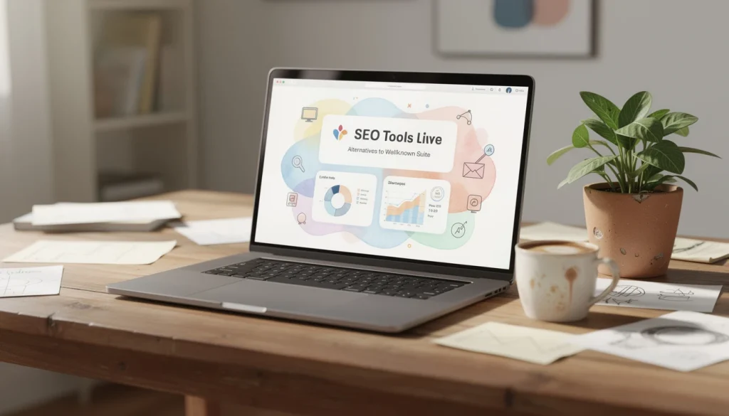 Interface d'un outil SEO avec graphiques de suivi de positions et analyse de mots-clés